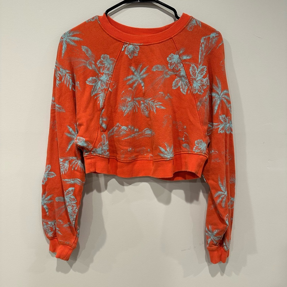 Free People Orange Floral Sweatshirt